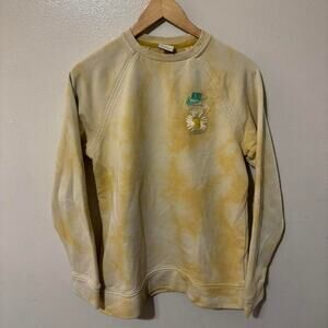 Nike Yellow Tie Dye Embroidered Streetwear French Terry Crewneck Size XL